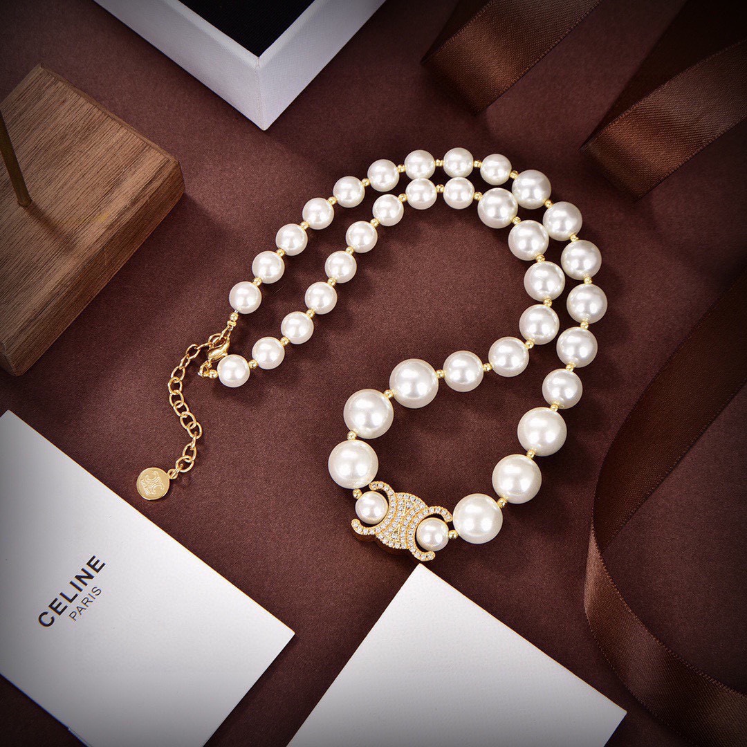 CLN005 celine pearl necklace - ccjewelryacc