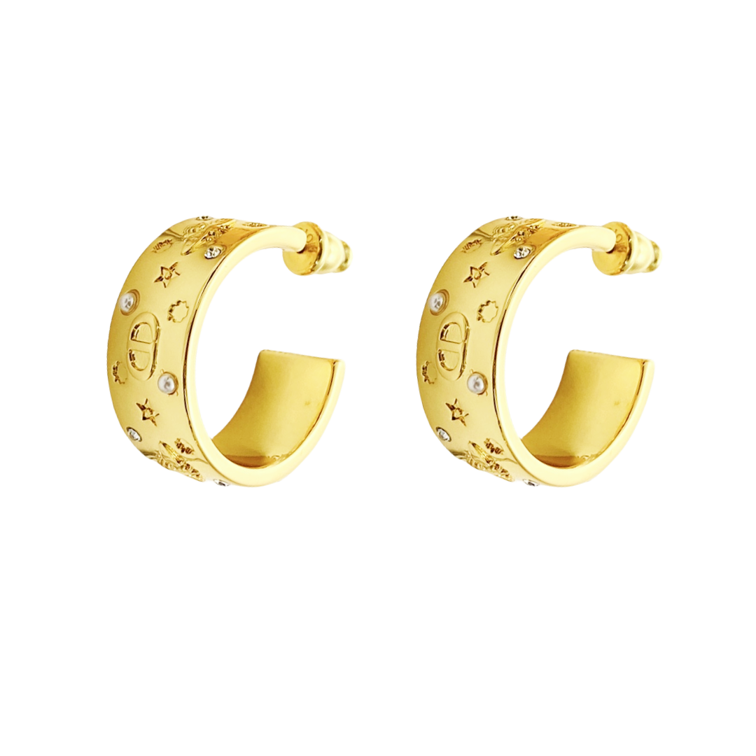 CDE220 Dior gold hoops earring - ccjewelryacc