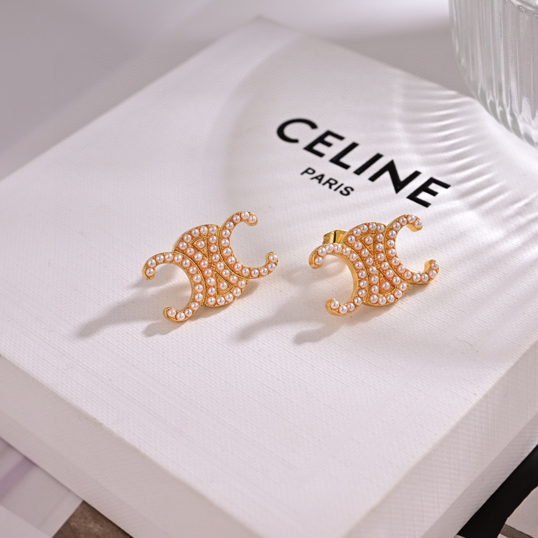 CLE089 celine baroque pearl earrings - ccjewelryacc