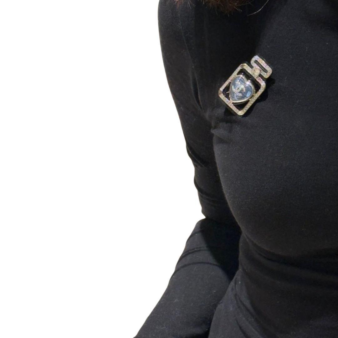 BCB567 Chanel Blue heart perfume bottle brooch pin - ccjewelryacc