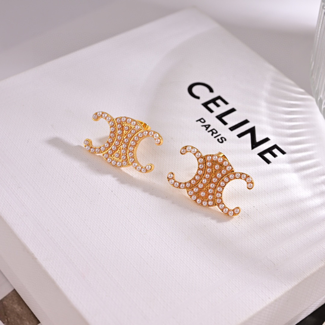 CLE089 celine baroque pearl earrings - ccjewelryacc