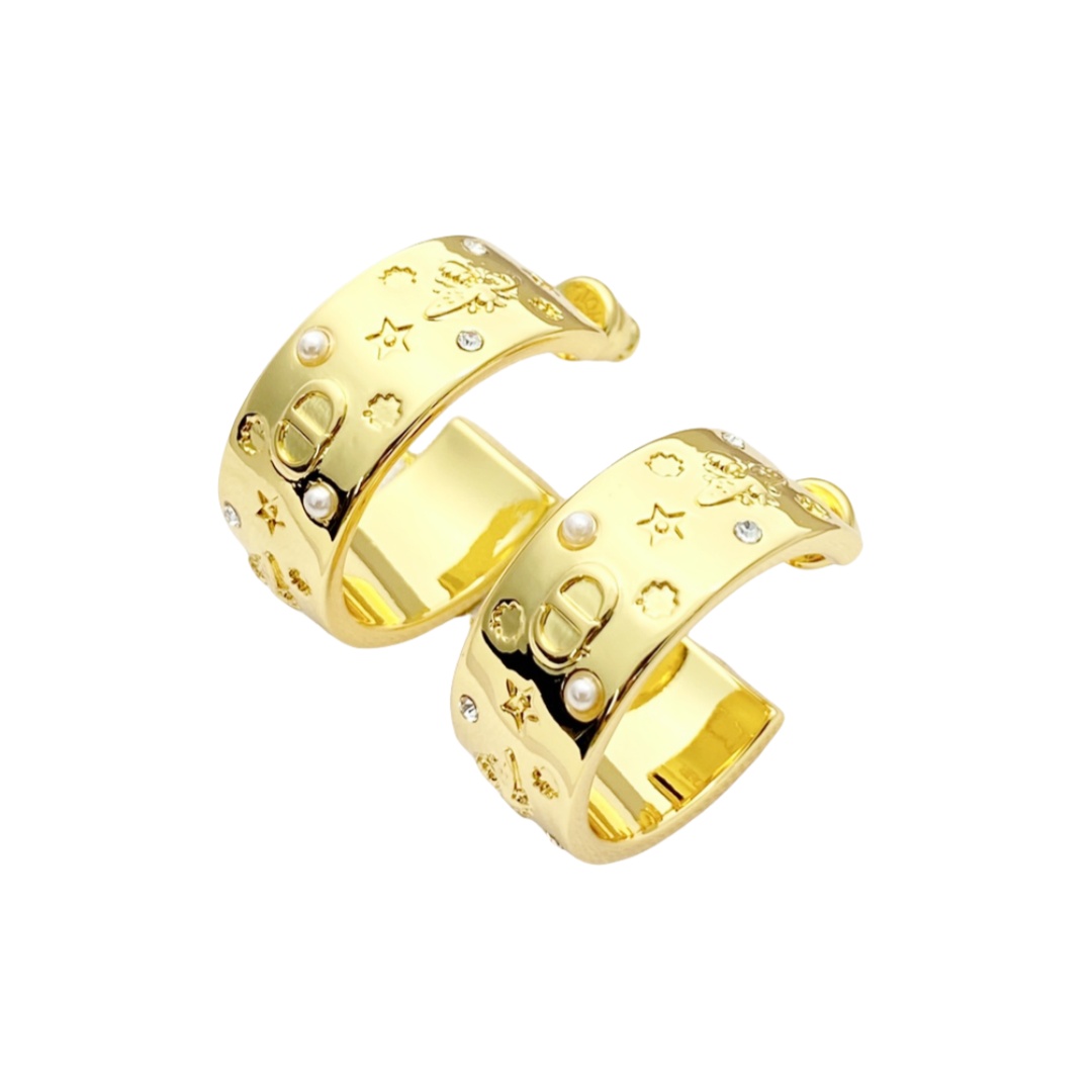 CDE220 Dior gold hoops earring - ccjewelryacc