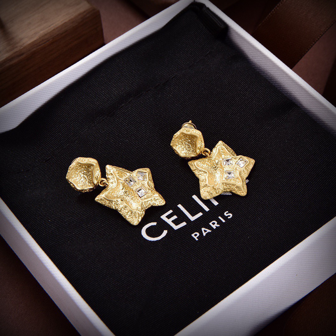 CLE084 Celine Act de Triomphe star drop earrings - ccjewelryacc