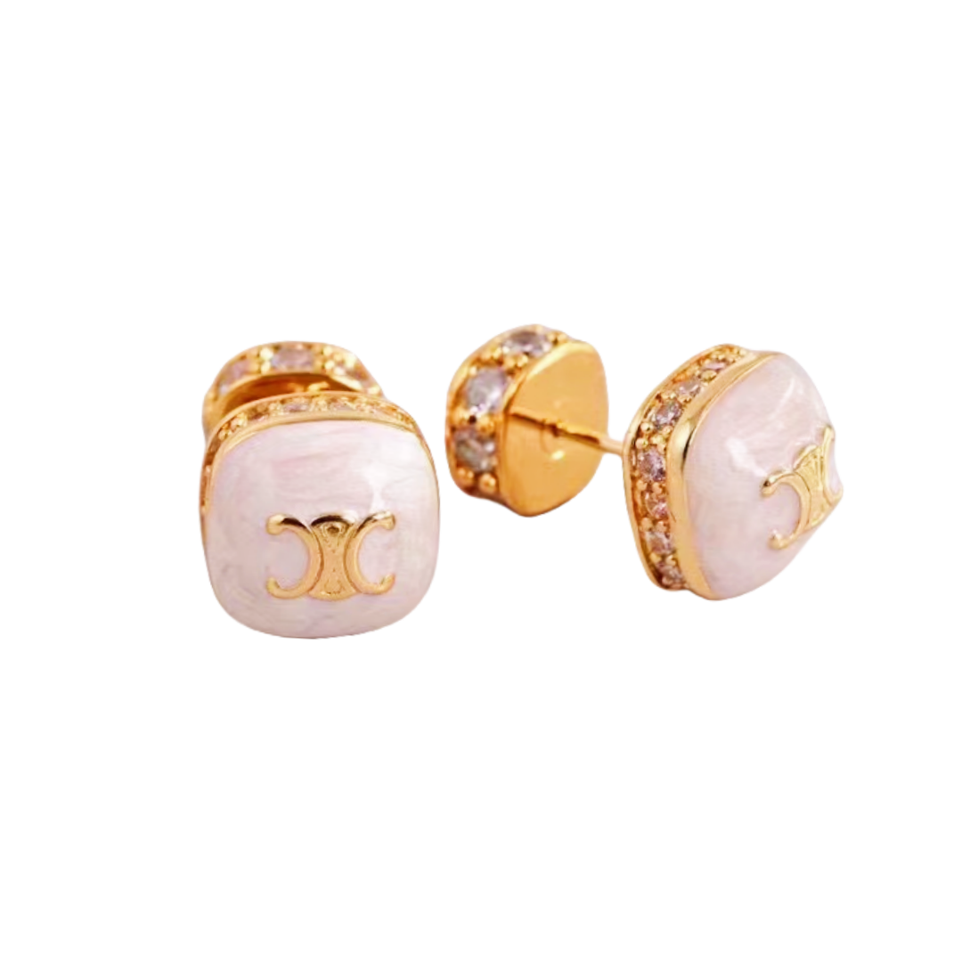 CLE080 Ciline Act de Triomphe enamel Iconic stud earring - ccfashionjewelry