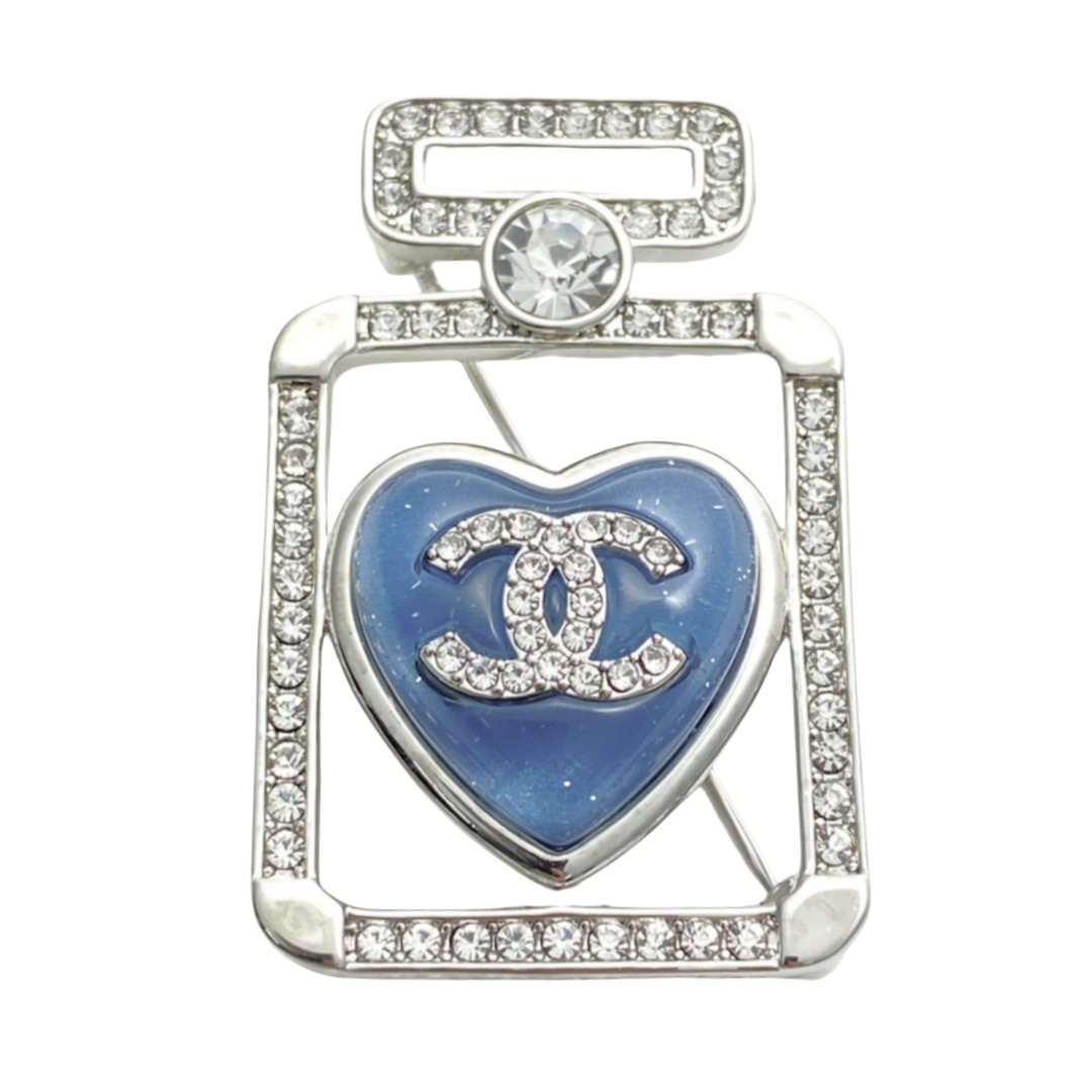 BCB567 Chanel Blue heart perfume bottle brooch pin - ccfashionjewelry