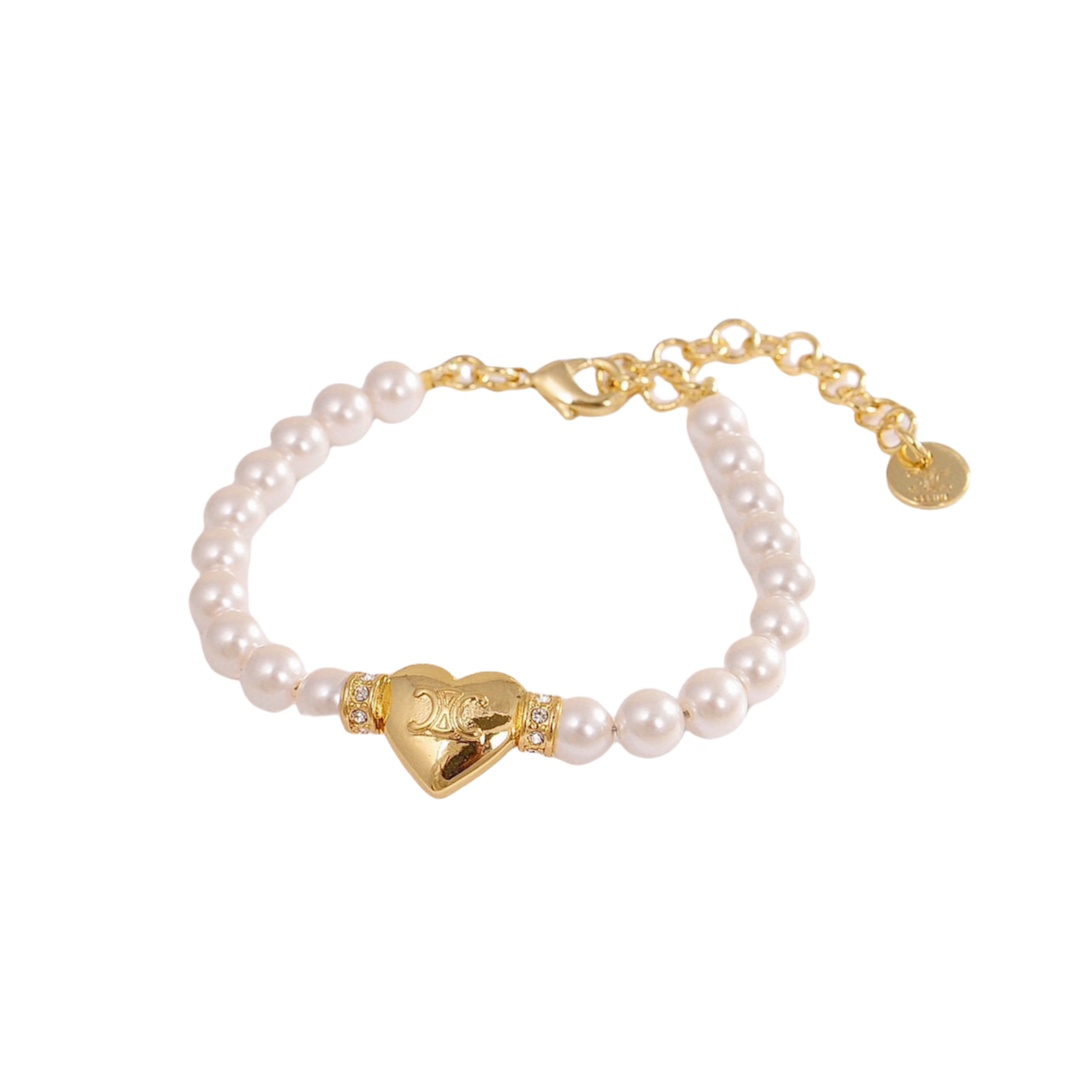 CLN007 celine heart pearl choker necklace - ccjewelryacc