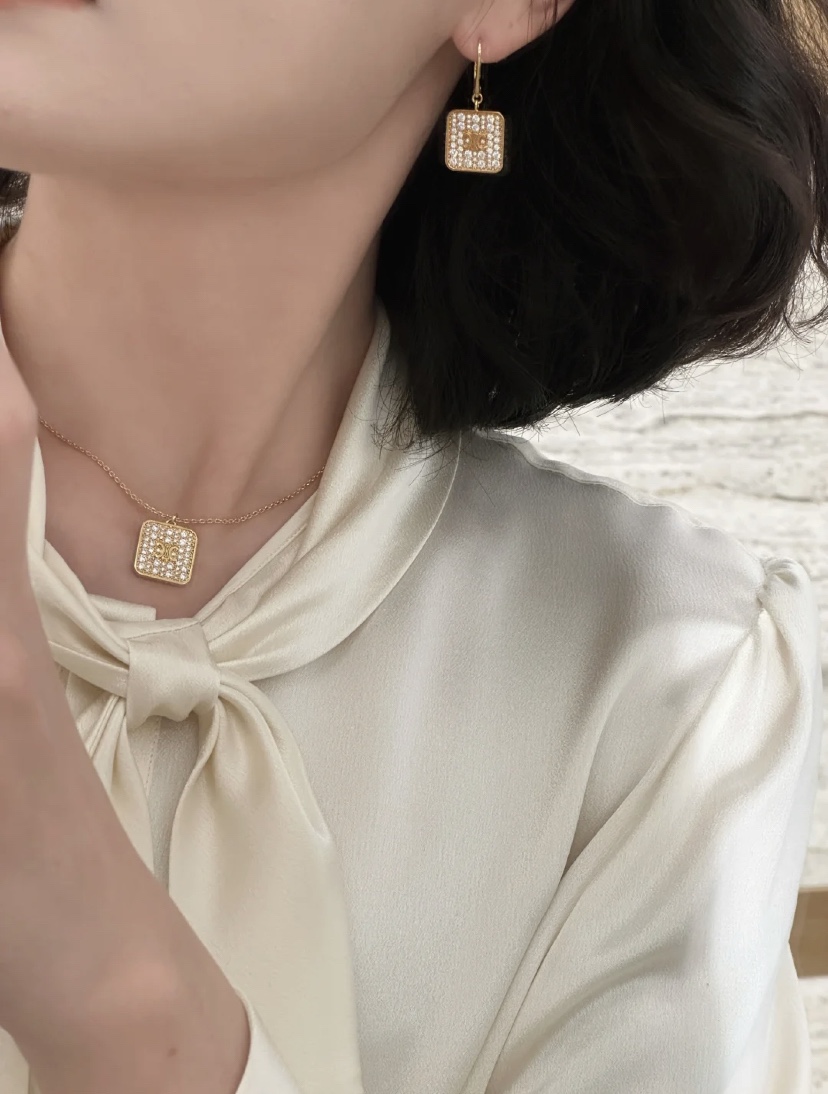 CLE083 Celine Act de Triomphe crystal drop earrings - ccjewelryacc