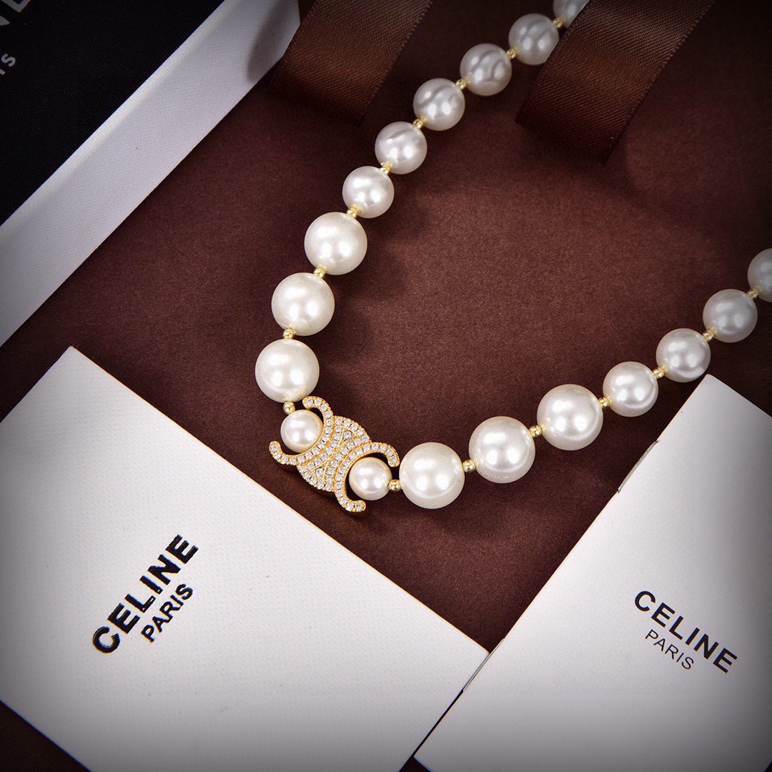 CLN005 celine pearl necklace - ccjewelryacc