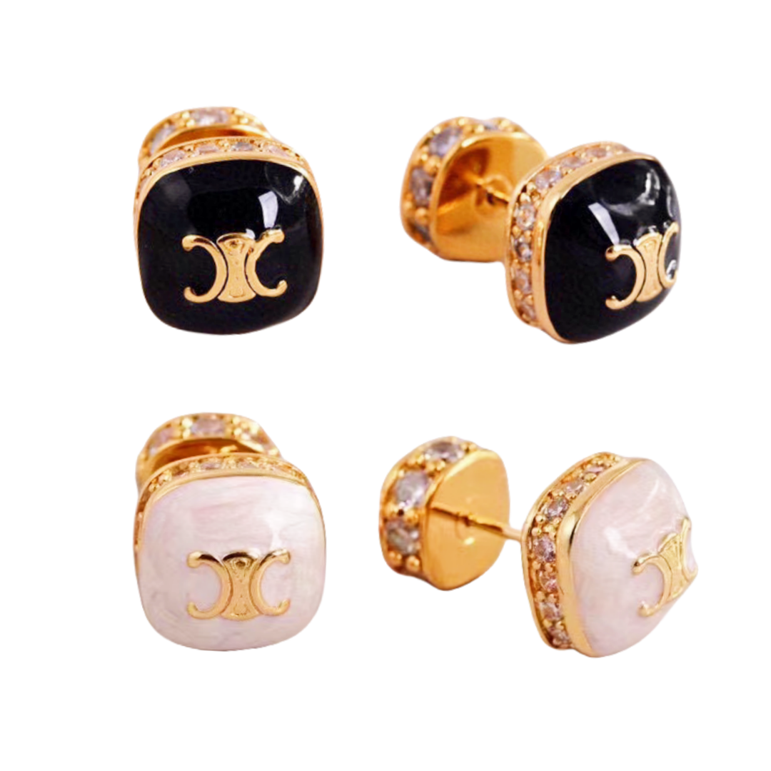 CLE080 Ciline Act de Triomphe enamel Iconic stud earring - ccfashionjewelry