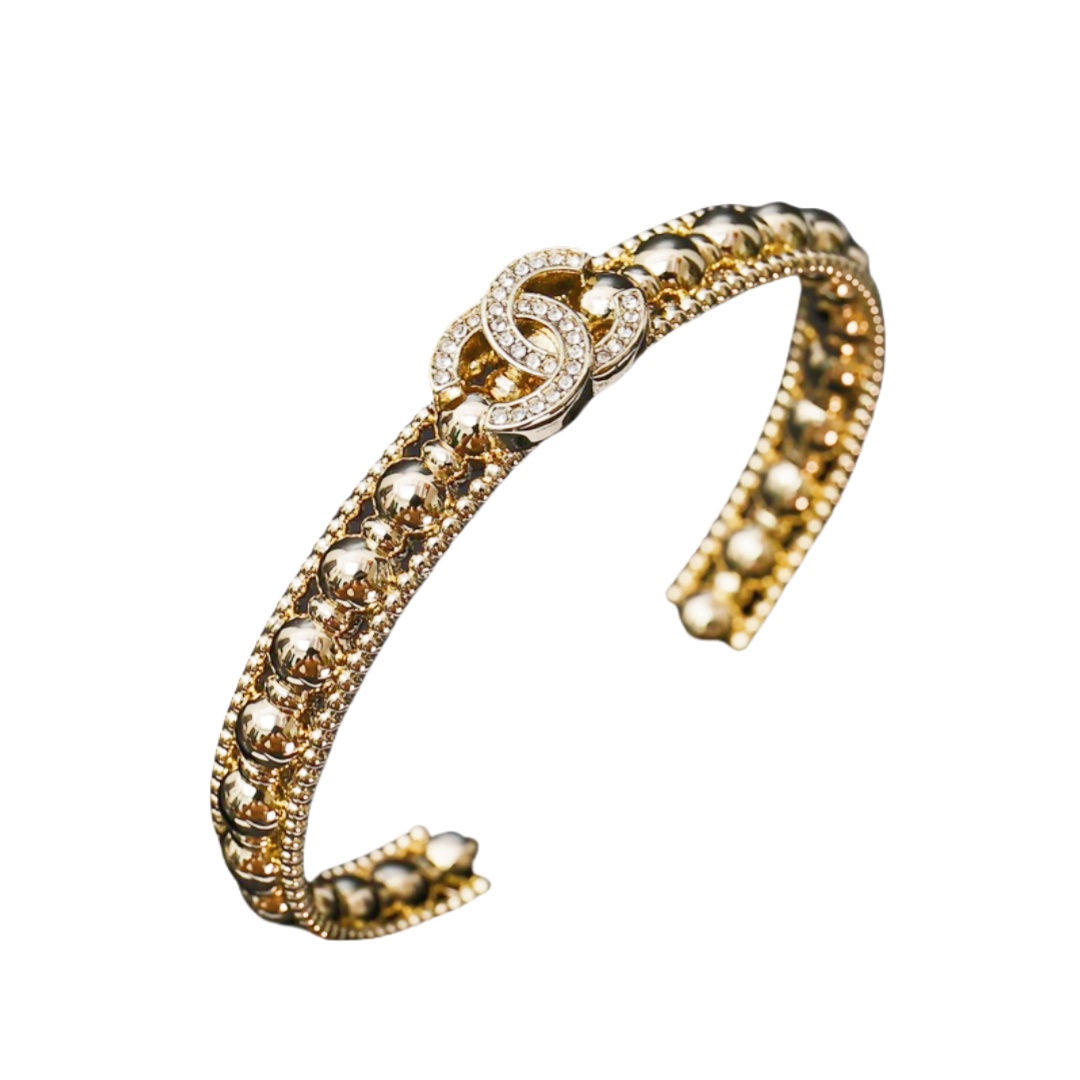 CCS091 Gold bead cc logo bangle bracelet - ccjewelryacc