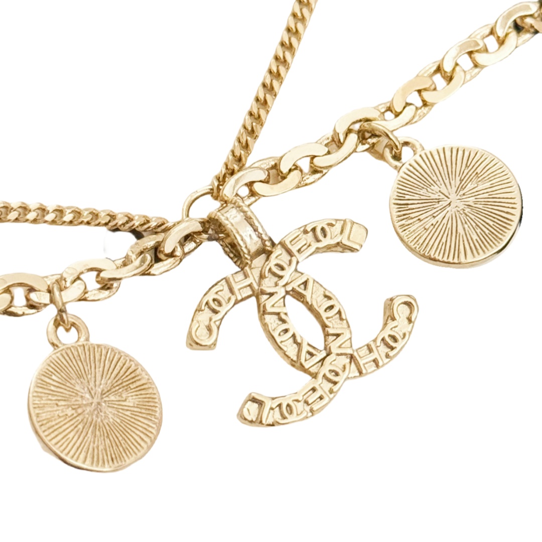 CCS055 Chanel stacked embossment cc charm bracelet - ccjewelryacc