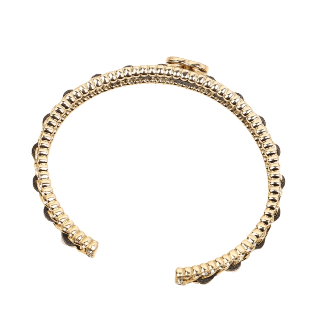 CCS037 Metal leather diamond cc logo bangle bracelet - ccjewelryacc