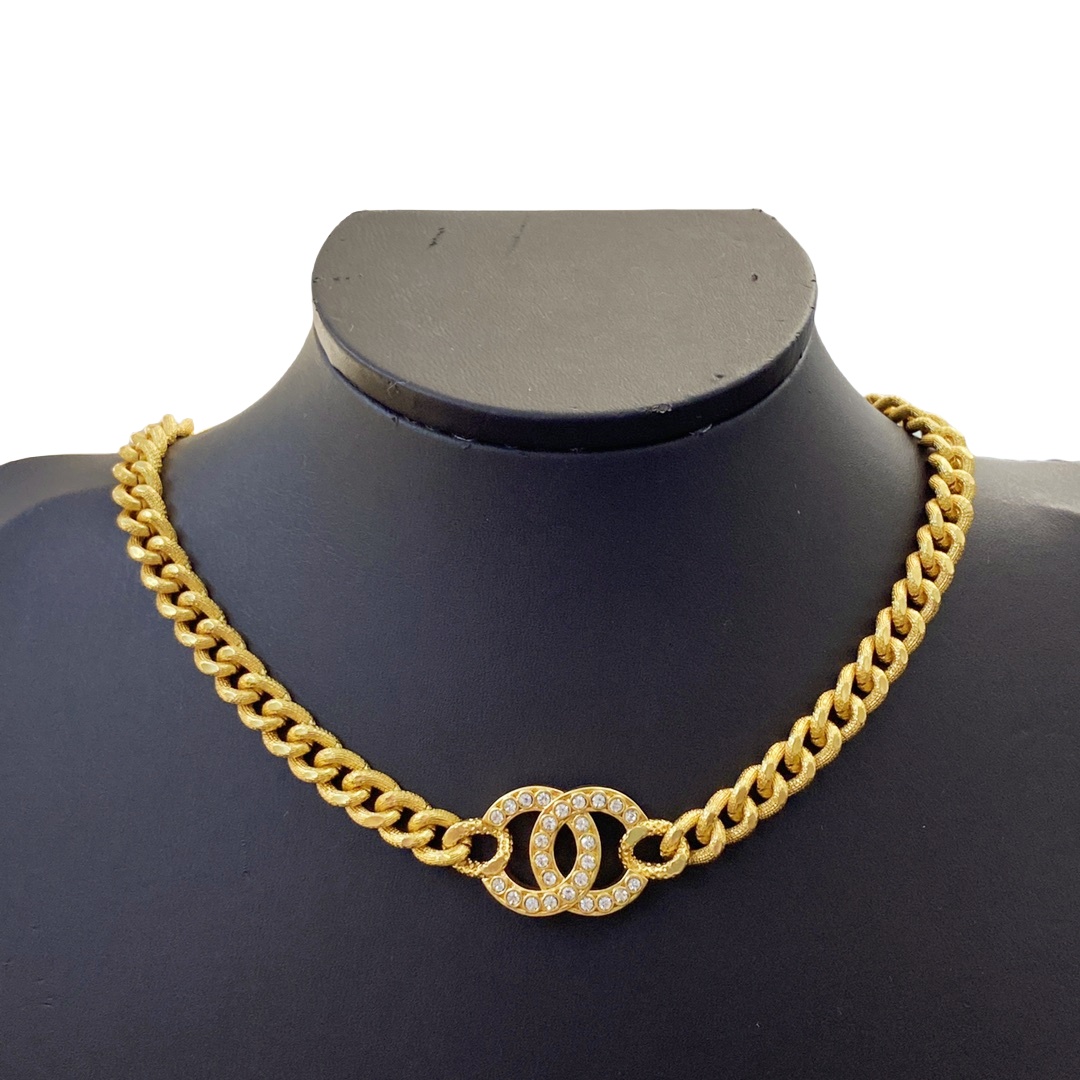 CCN103 Chunky Gold chanel choker necklace - ccjewelryacc