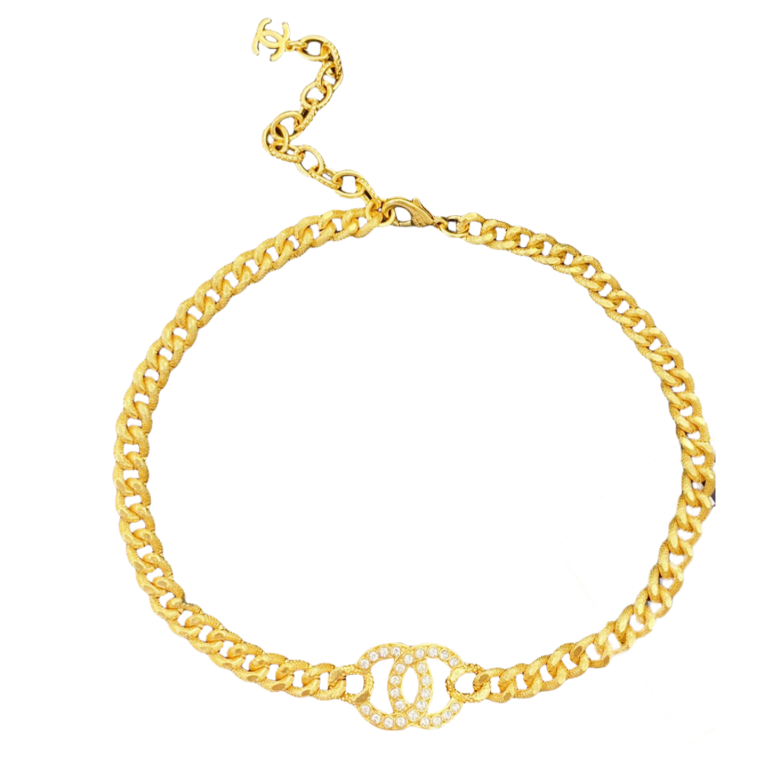 CCN103 Chunky Gold chanel choker necklace - ccjewelryacc