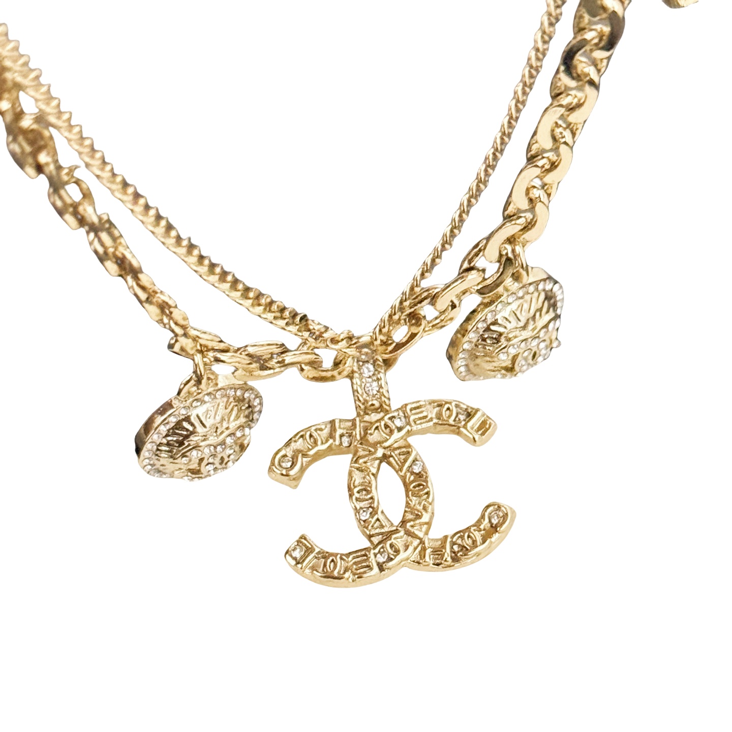 CCS055 Chanel stacked embossment cc charm bracelet - ccjewelryacc