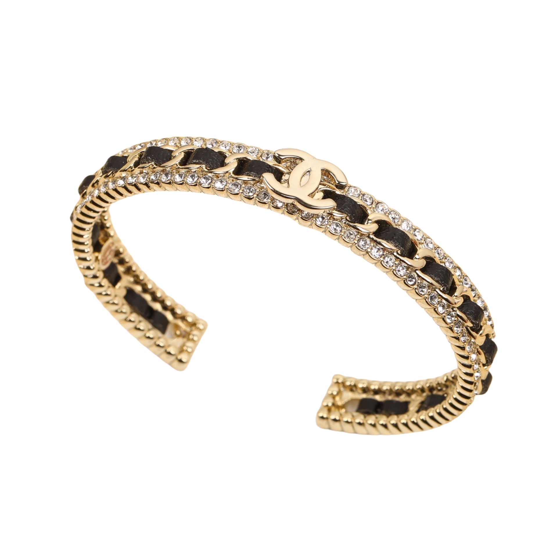 CCS037 Metal leather diamond cc logo bangle bracelet - ccfashionjewelry