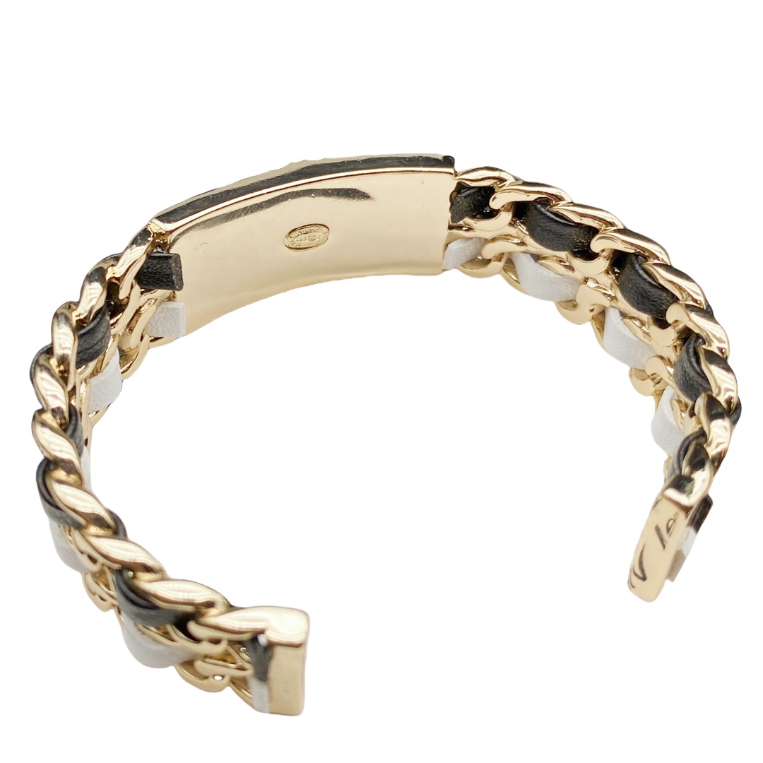 CCS041 chanel black and white leather bracelet - ccjewelryacc