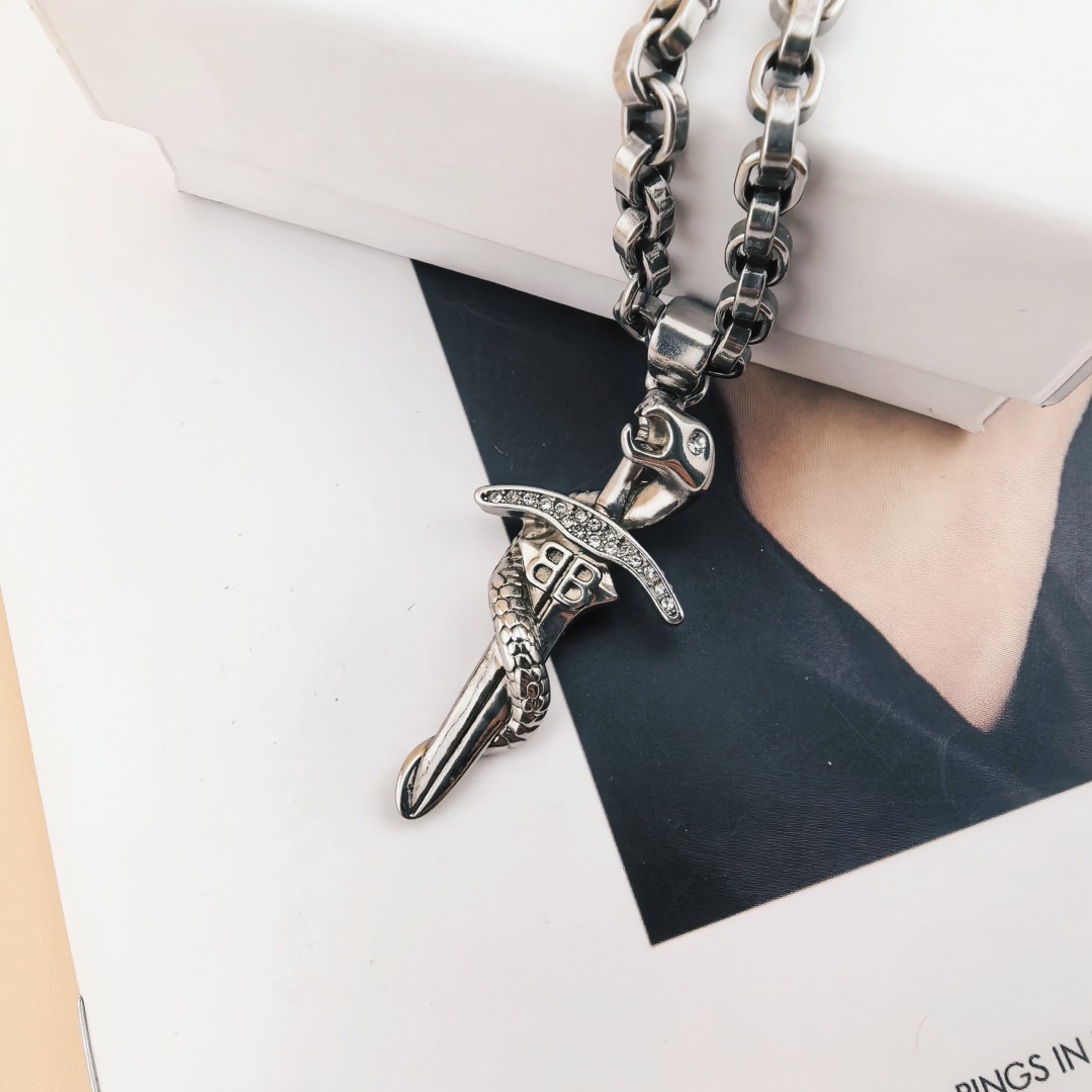 BAN002 Balenciaga Goth snake pendant Necklace For men - ccjewelryacc