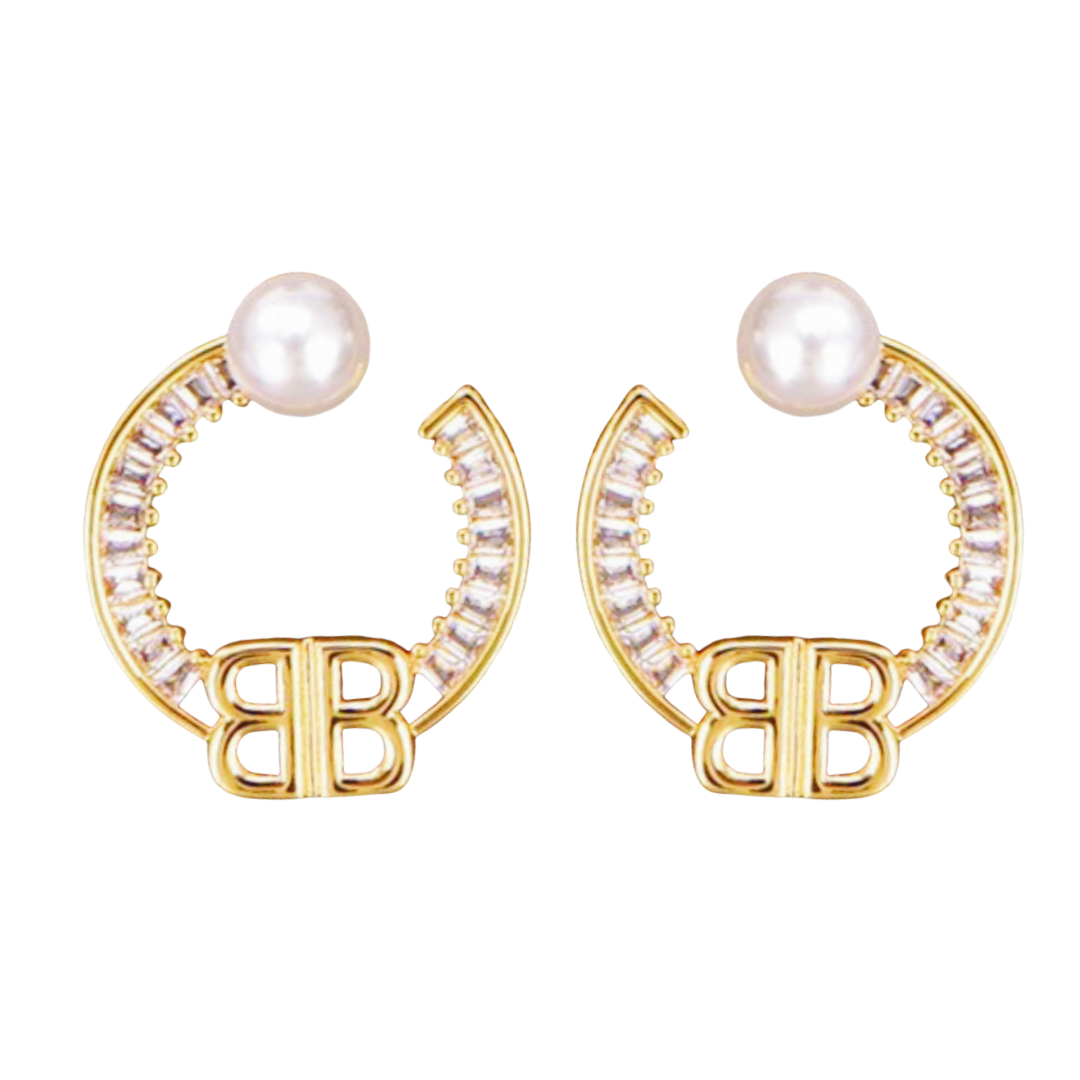 BAE017 Balenciaga BB hoop earrings With crystal - ccjewelryacc