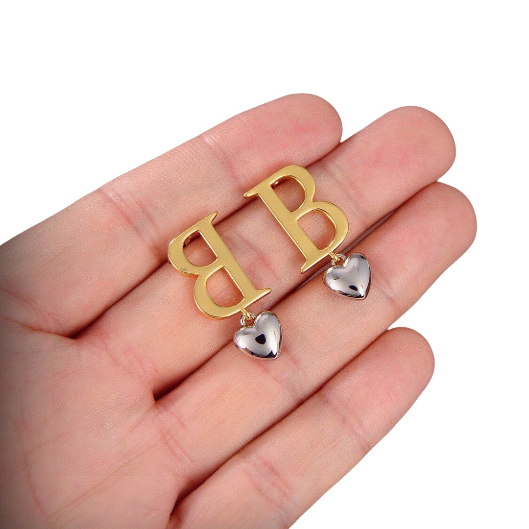 BAE025 Balenciaga B ICON HEART drop fashion earrings - ccjewelryacc