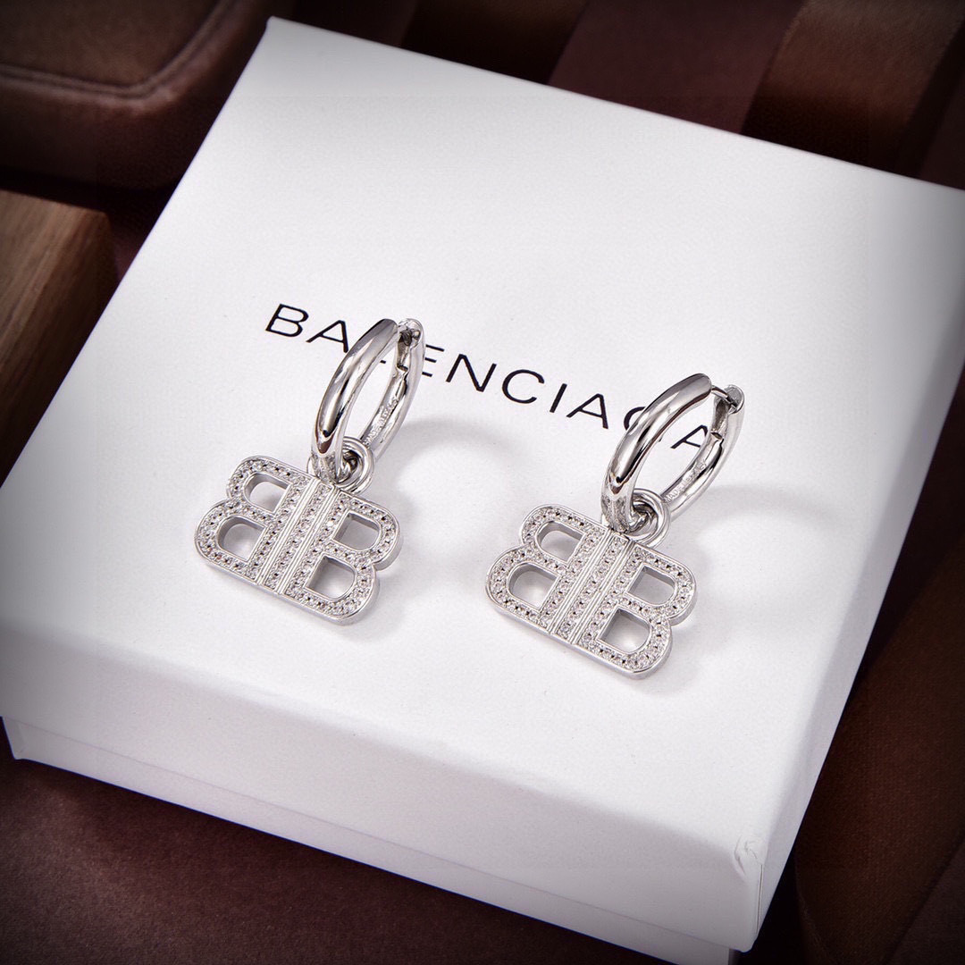 BAE007 Balenciaga BB dangle earrings with crystal - ccjewelryacc