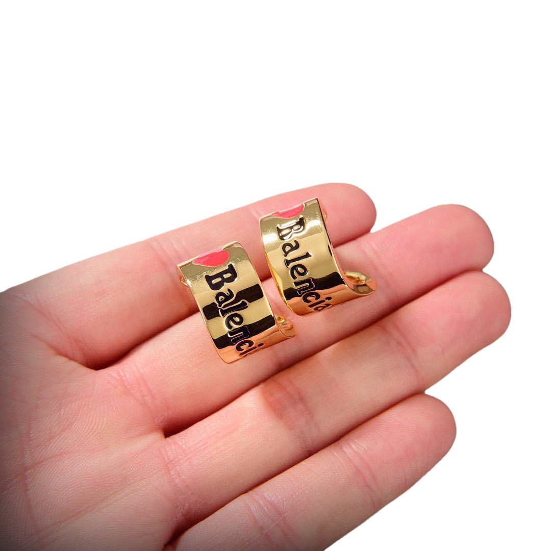 BAE009 Balenciaga logo hoop earrings - ccjewelryacc