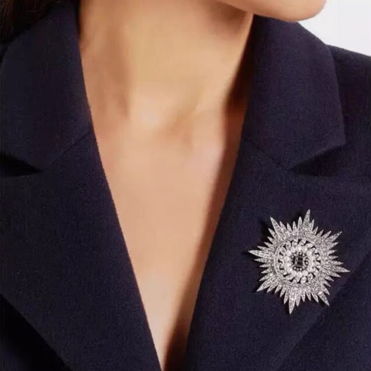 BAB006 Balenciaga B Brooch pin with crystal and pearl - ccjewelryacc