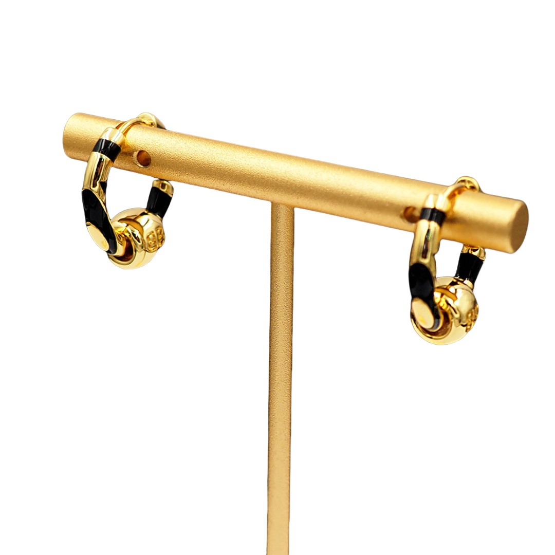 BAE015 Balenciaga Black enamel hoop earrings - ccjewelryacc