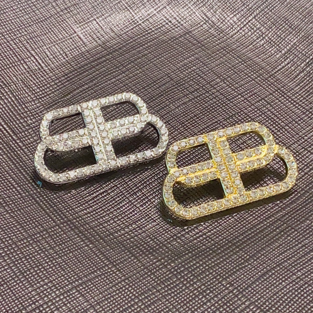 BAB002 Balenciaga BB Brooch pin with crystal - ccjewelryacc