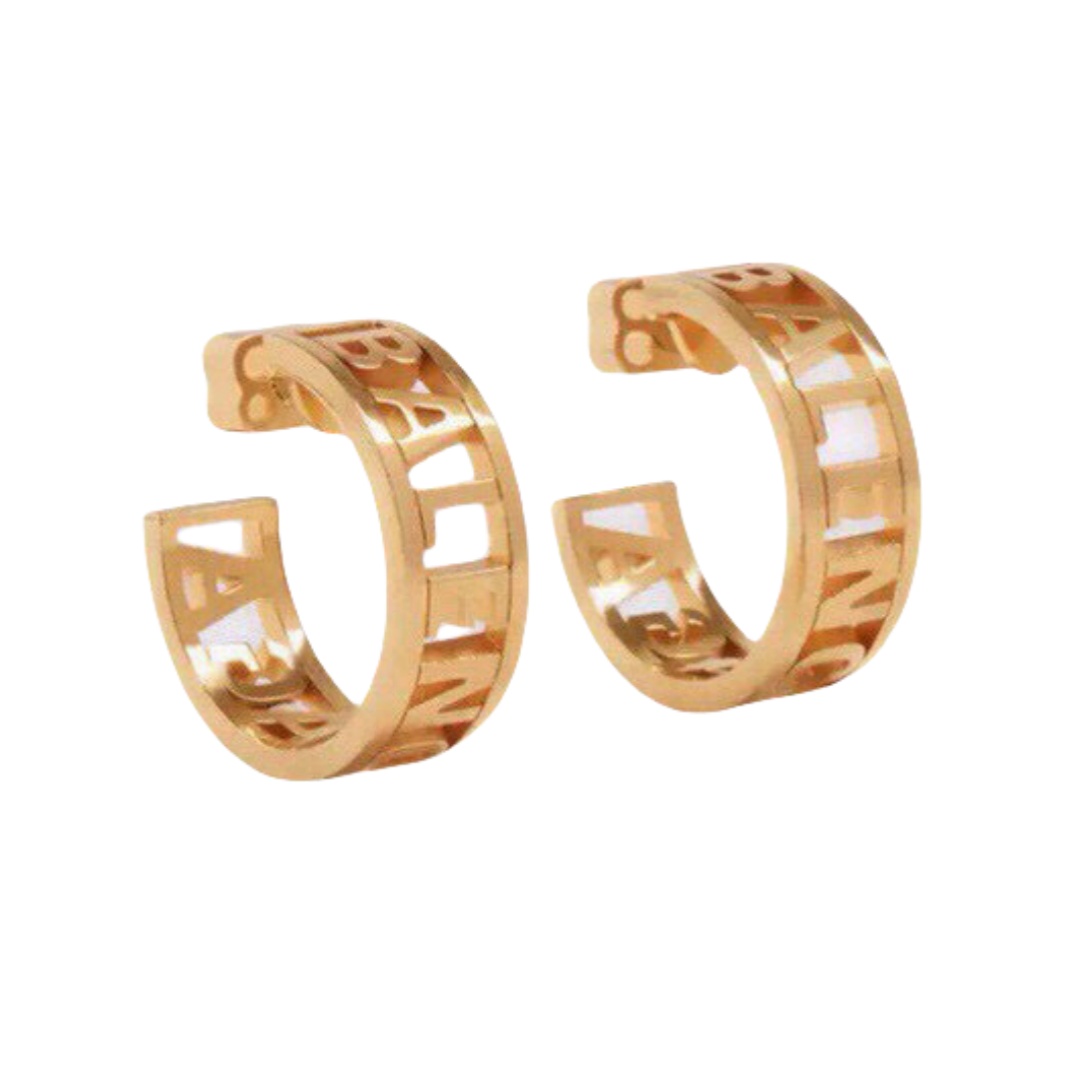 BAE008 Balenciaga Hollow logo hoop earrings - ccjewelryacc