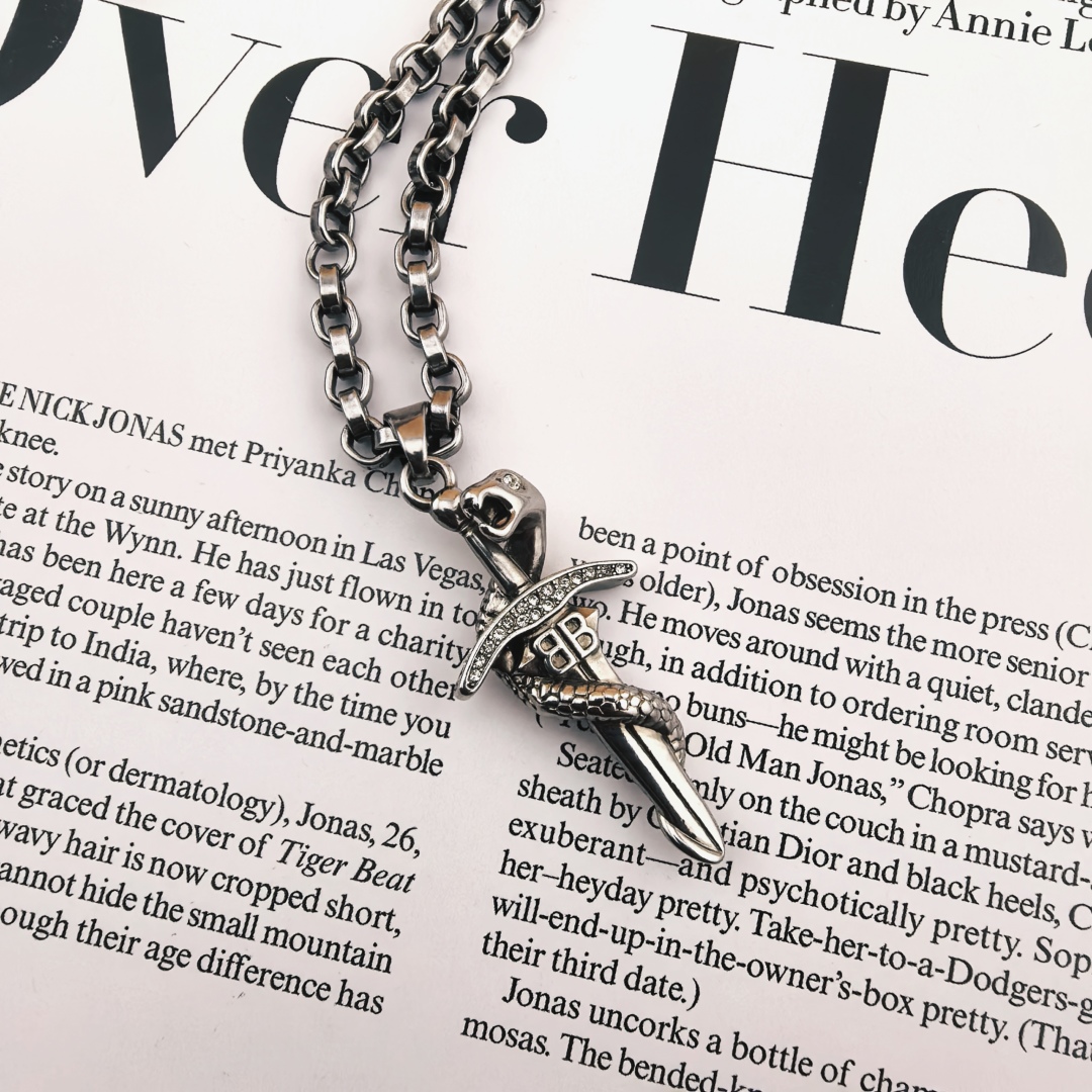 BAN002 Balenciaga Goth snake pendant Necklace For men - ccjewelryacc