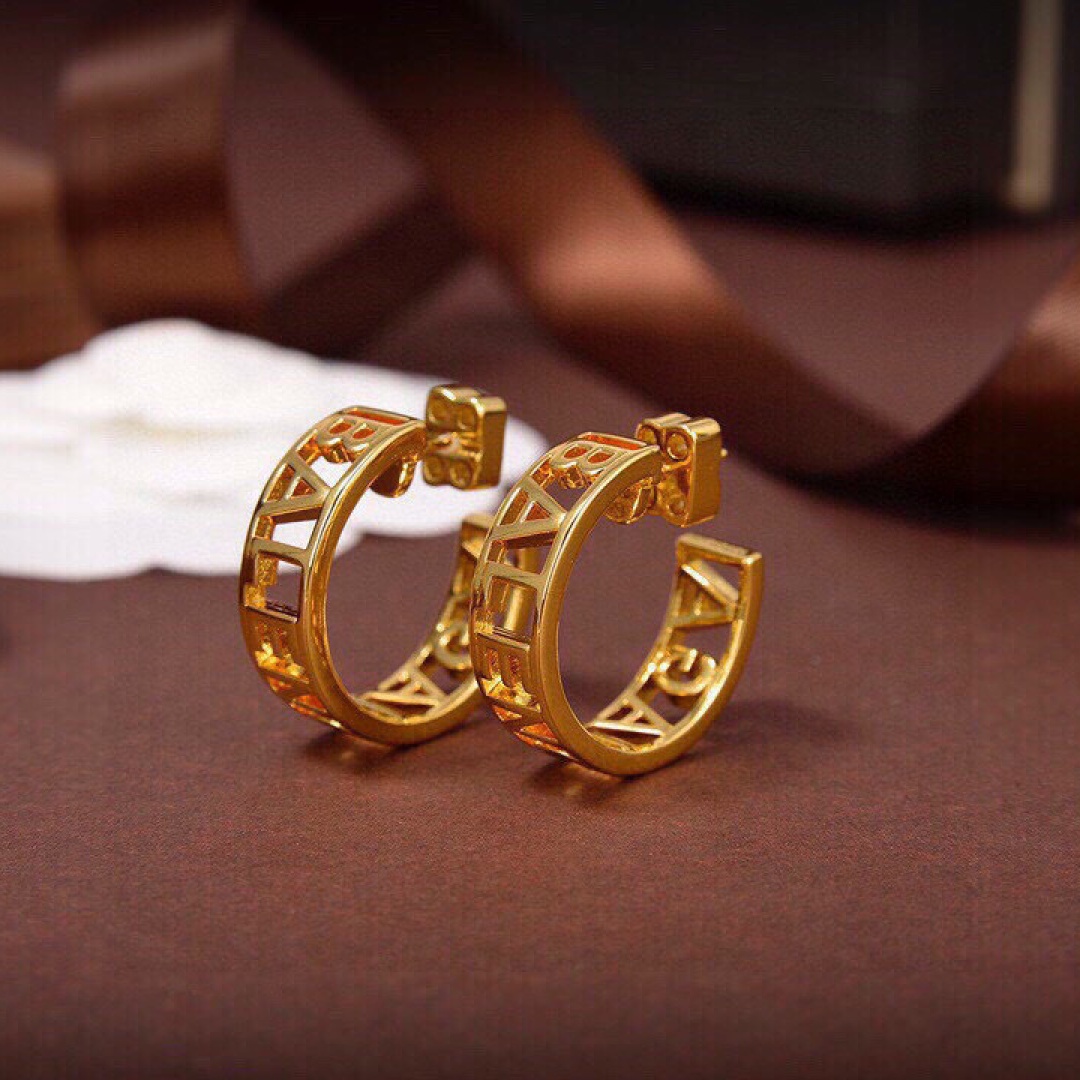 BAE008 Balenciaga Hollow logo hoop earrings - ccjewelryacc