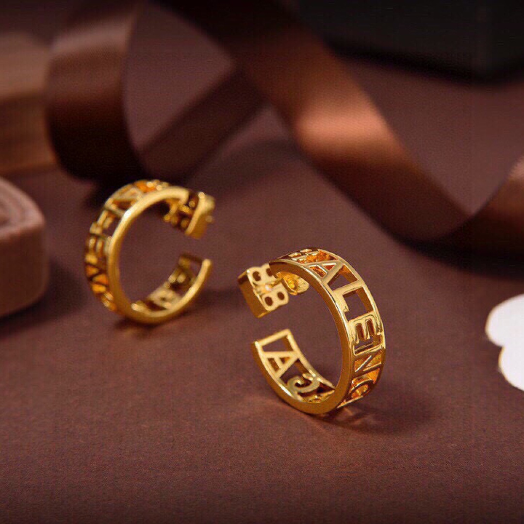 BAE008 Balenciaga Hollow logo hoop earrings - ccjewelryacc