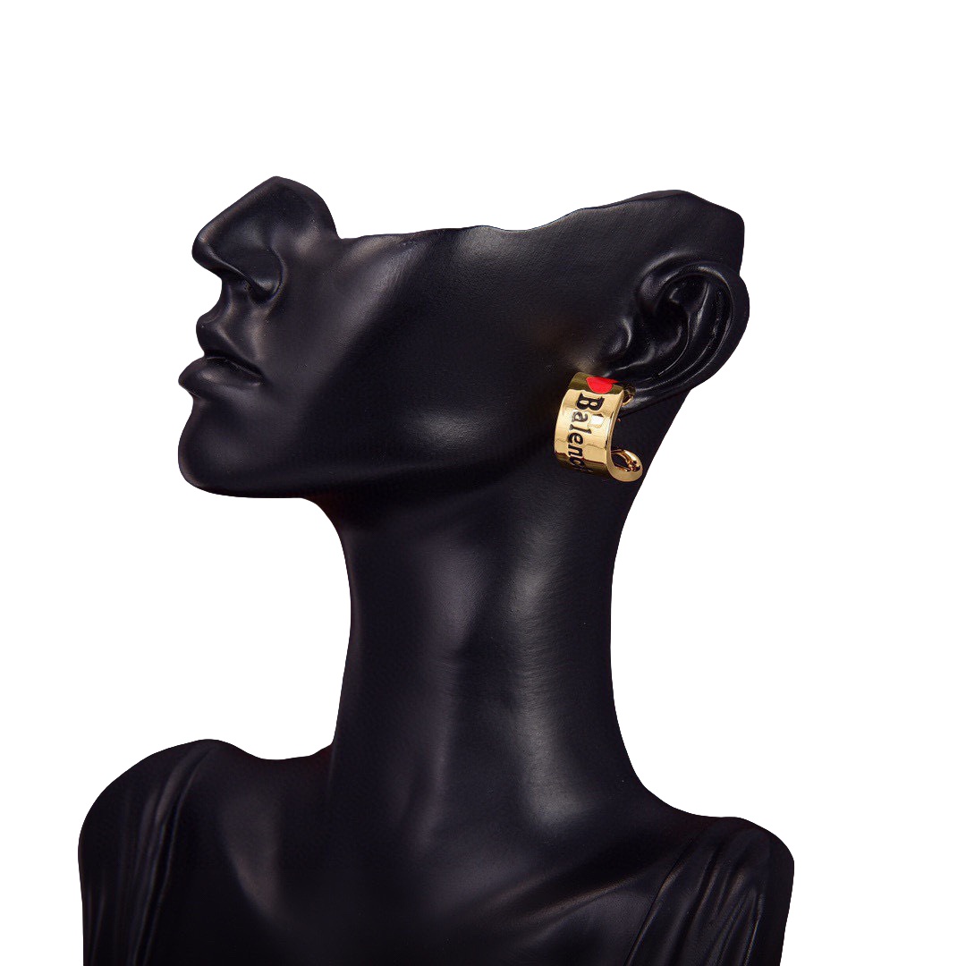 BAE009 Balenciaga logo hoop earrings - ccjewelryacc