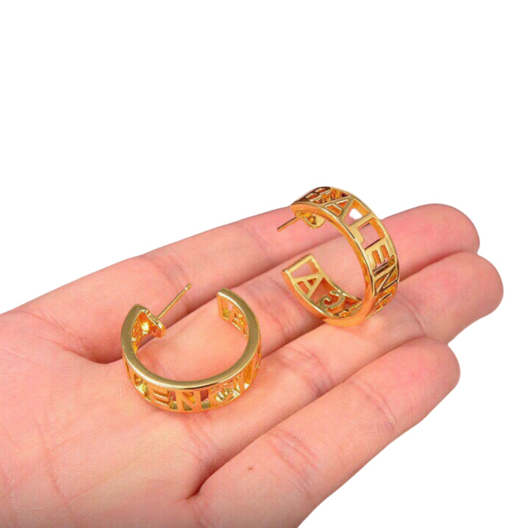 BAE008 Balenciaga Hollow logo hoop earrings - ccjewelryacc