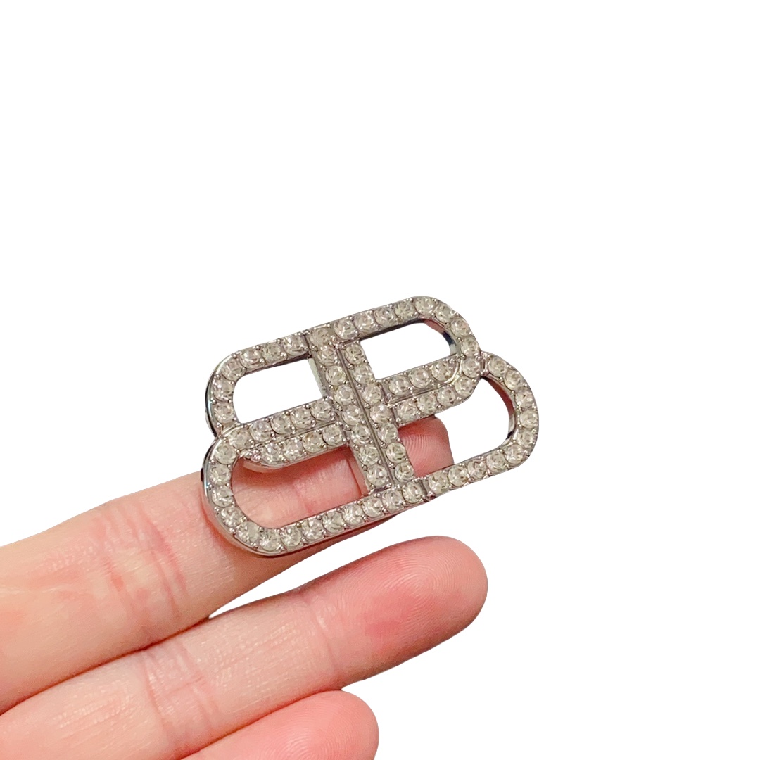 BAB002 Balenciaga BB Brooch pin with crystal - ccjewelryacc