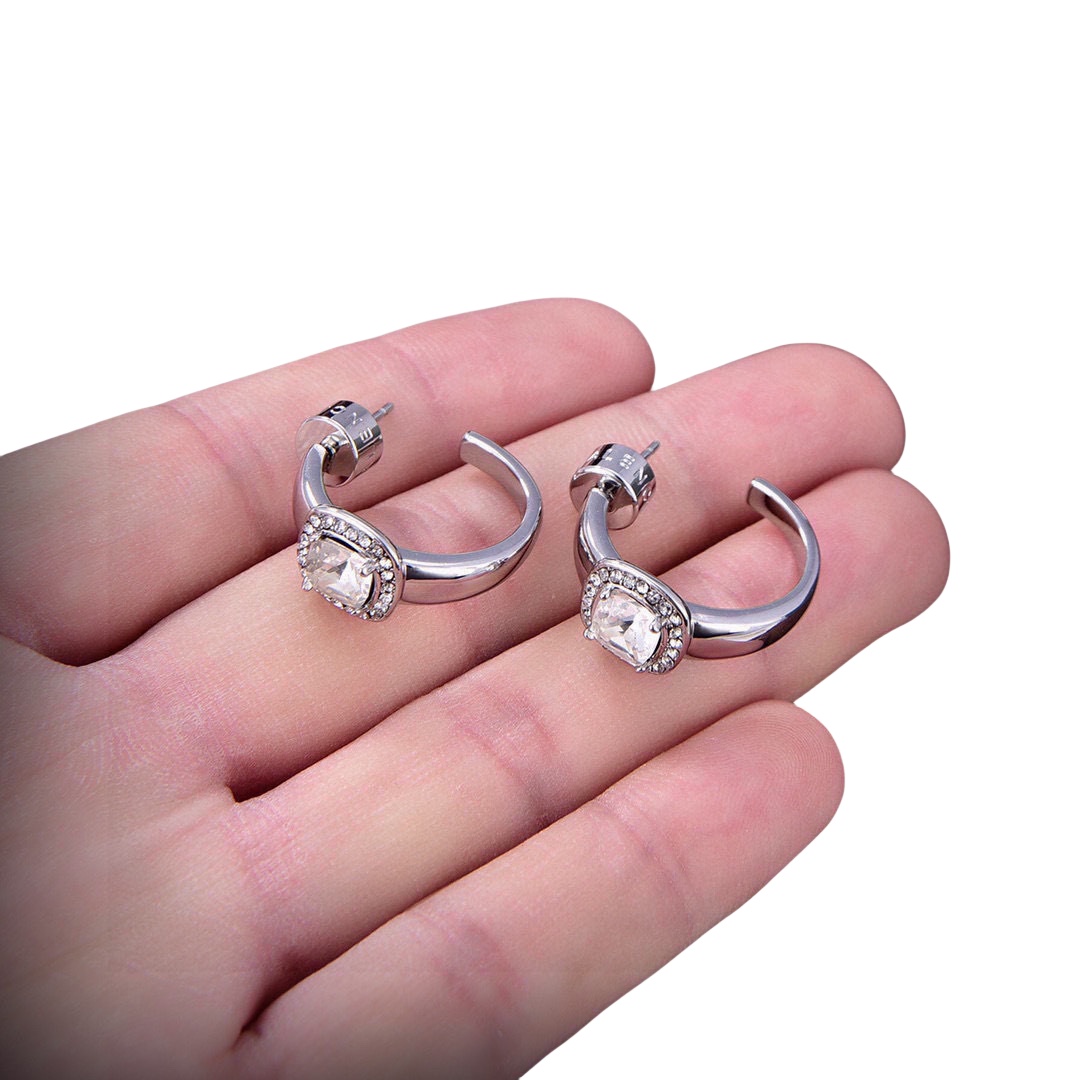 BAE006 Balenciaga diamond hoop earrings - ccjewelryacc