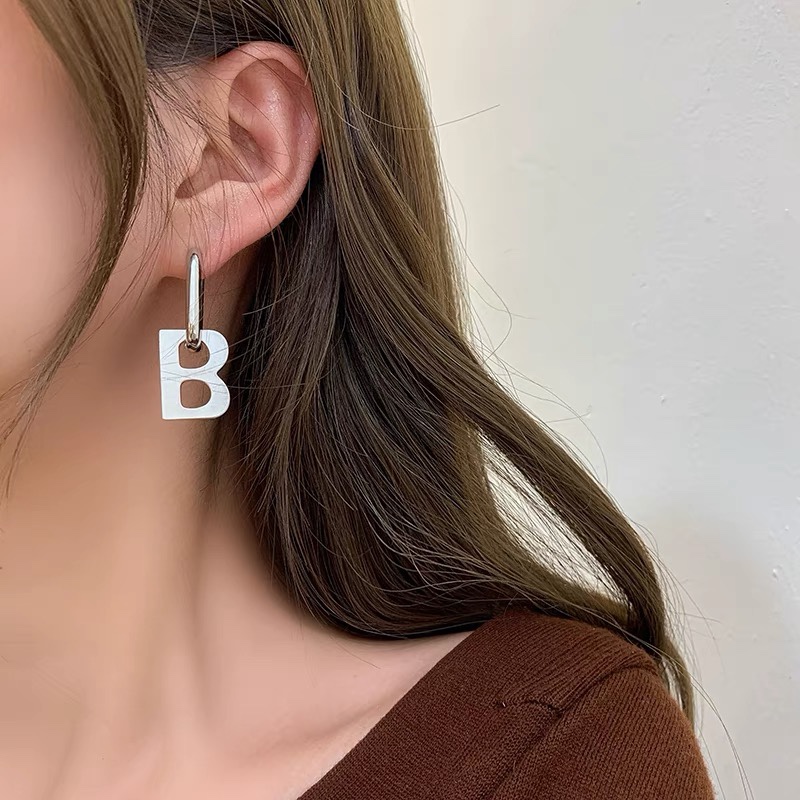 BAE023 Balenciaga B ICON drop fashion earrings Silver - ccjewelryacc