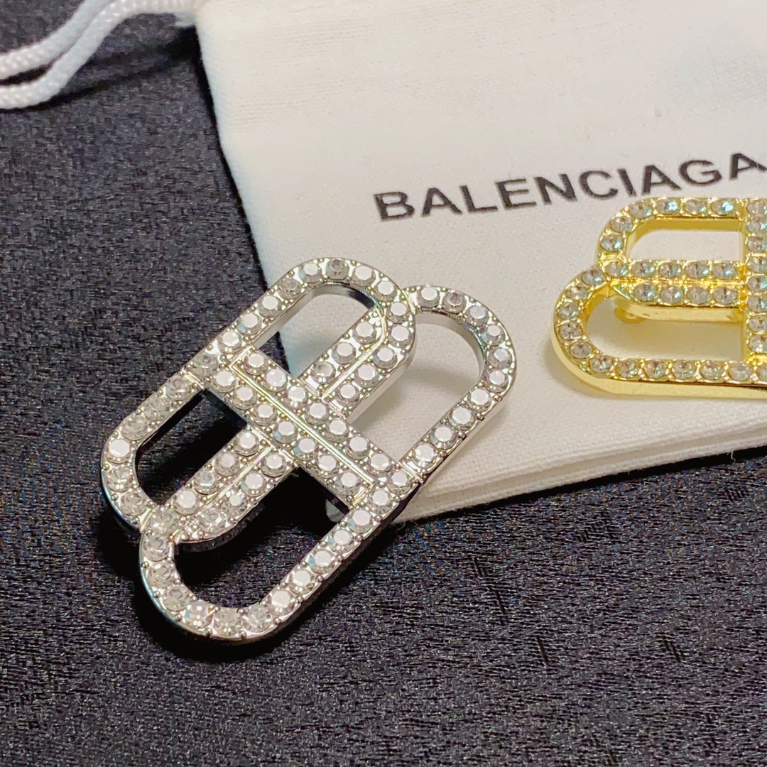 BAB002 Balenciaga BB Brooch pin with crystal - ccjewelryacc