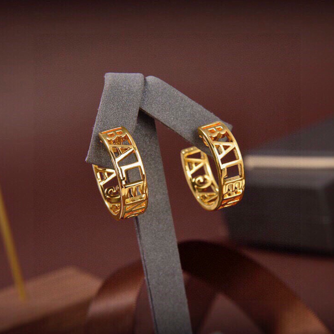 BAE008 Balenciaga Hollow logo hoop earrings - ccjewelryacc