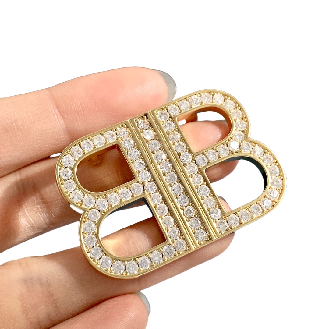 BAB005 Balenciaga BB Brooch pin with crystal - ccjewelryacc