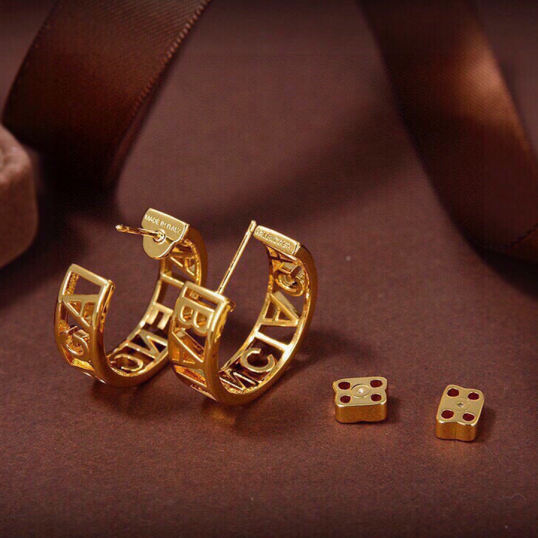 BAE008 Balenciaga Hollow logo hoop earrings - ccjewelryacc