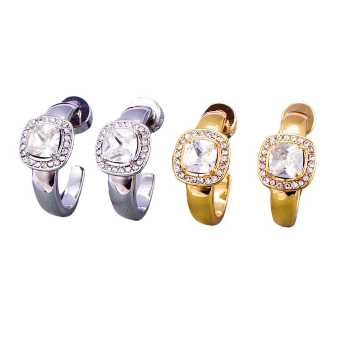 BAE006 Balenciaga diamond hoop earrings - ccjewelryacc