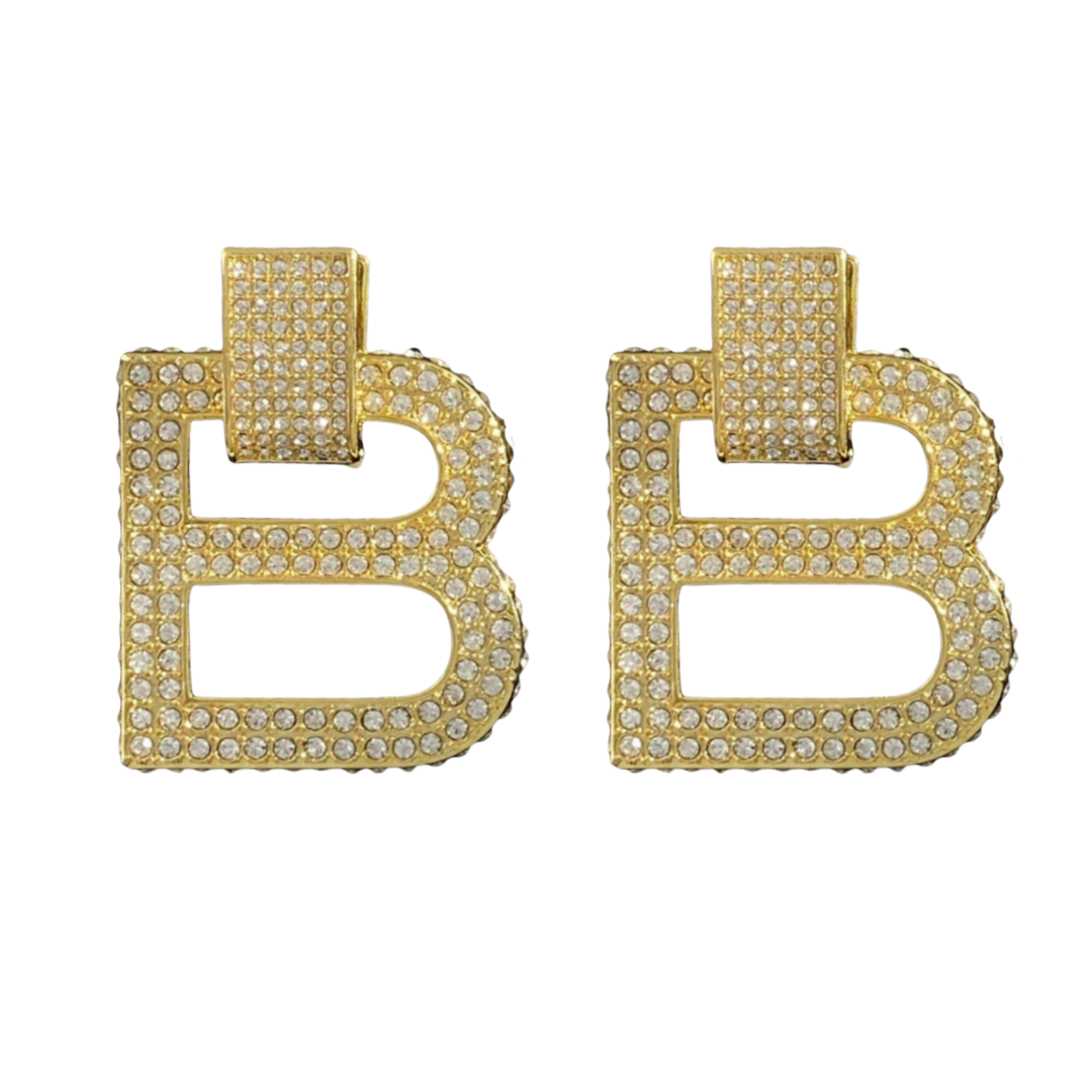 BAE019 Balenciaga B earring With crystal - ccjewelryacc