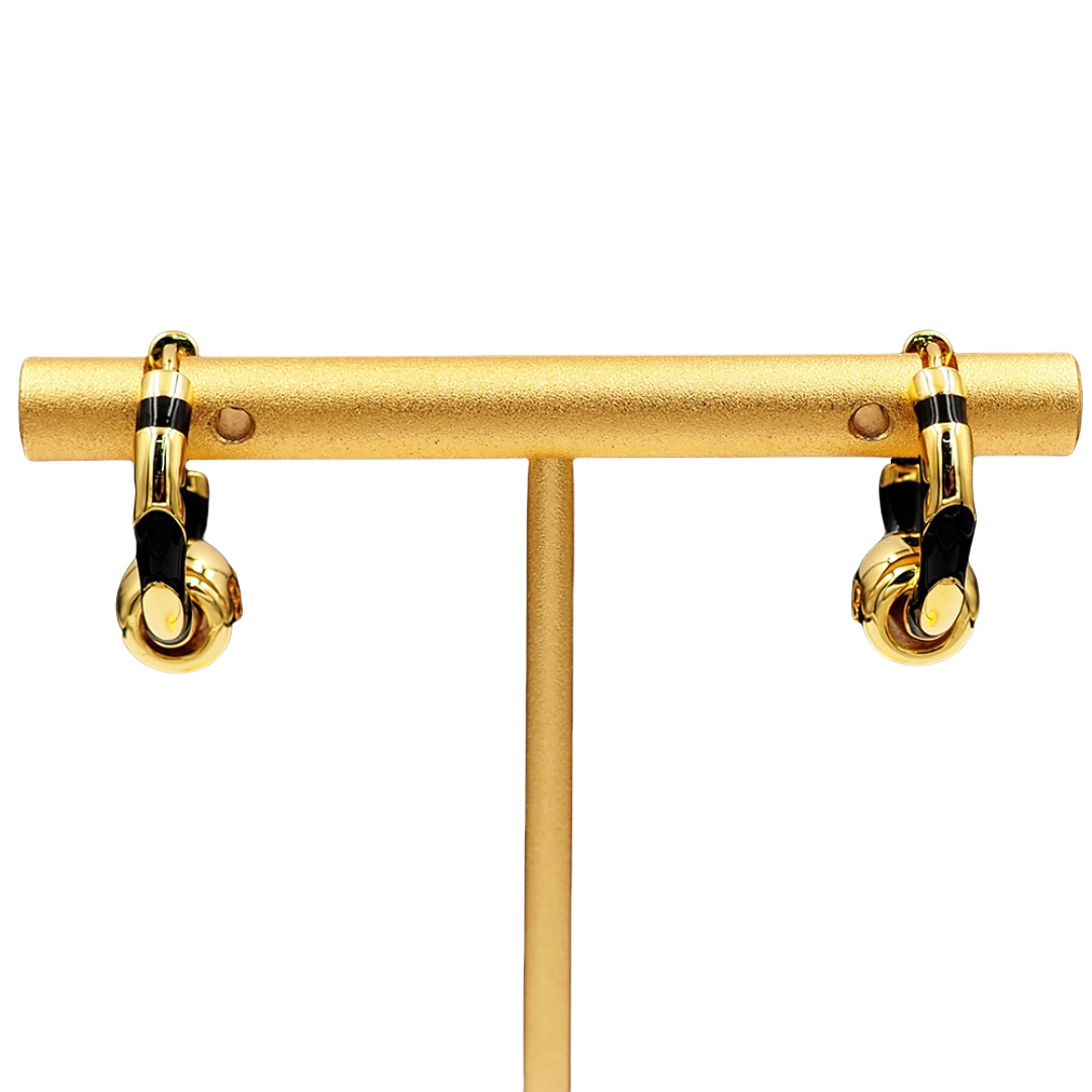 BAE015 Balenciaga Black enamel hoop earrings - ccjewelryacc