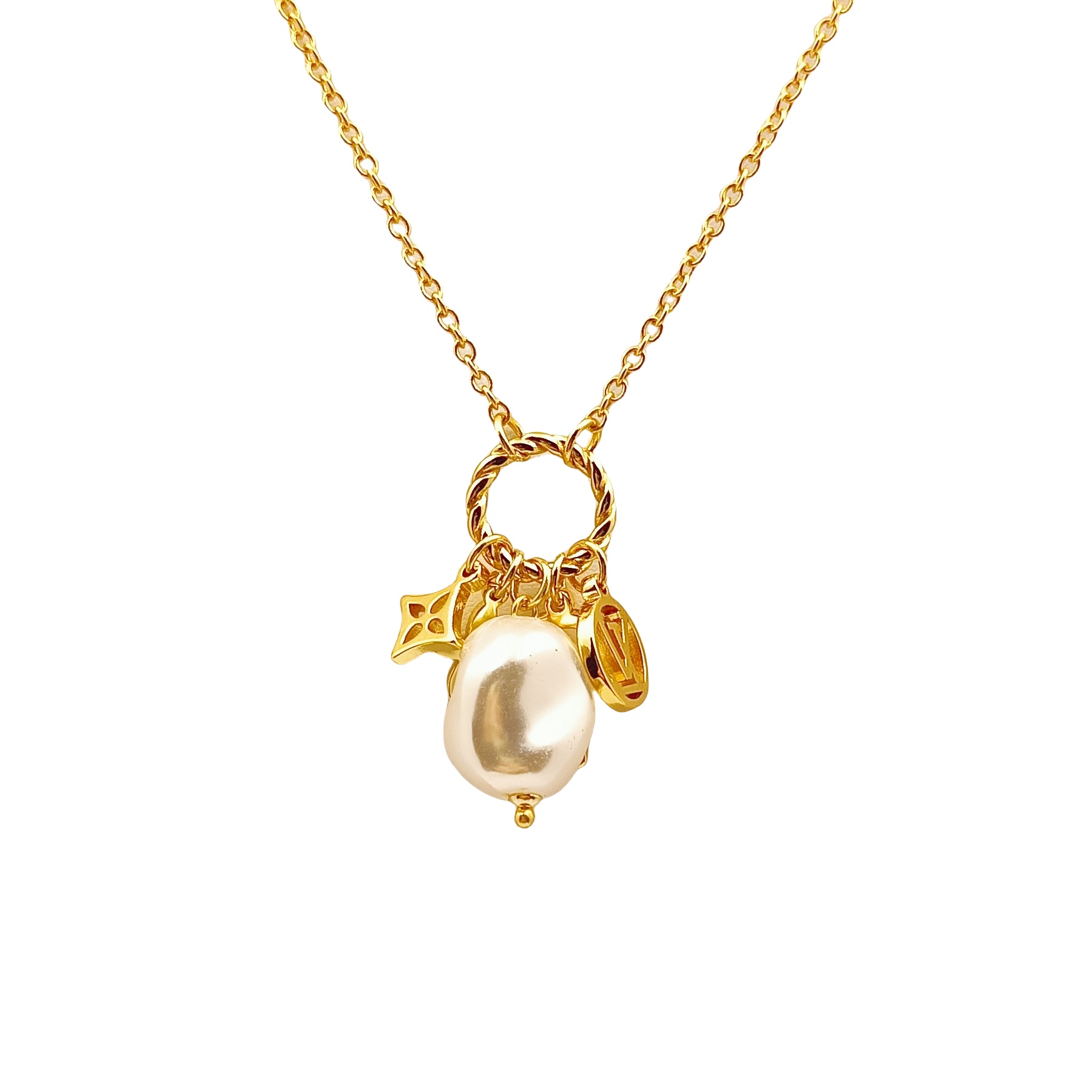 LVN078 LV Charms pendant necklace - ccjewelryacc