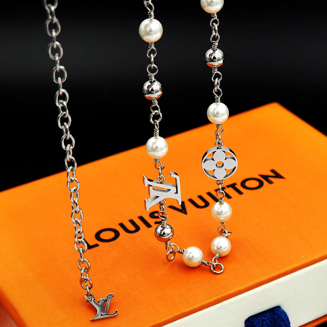 LVN049 LV Pearls necklace - ccjewelryacc