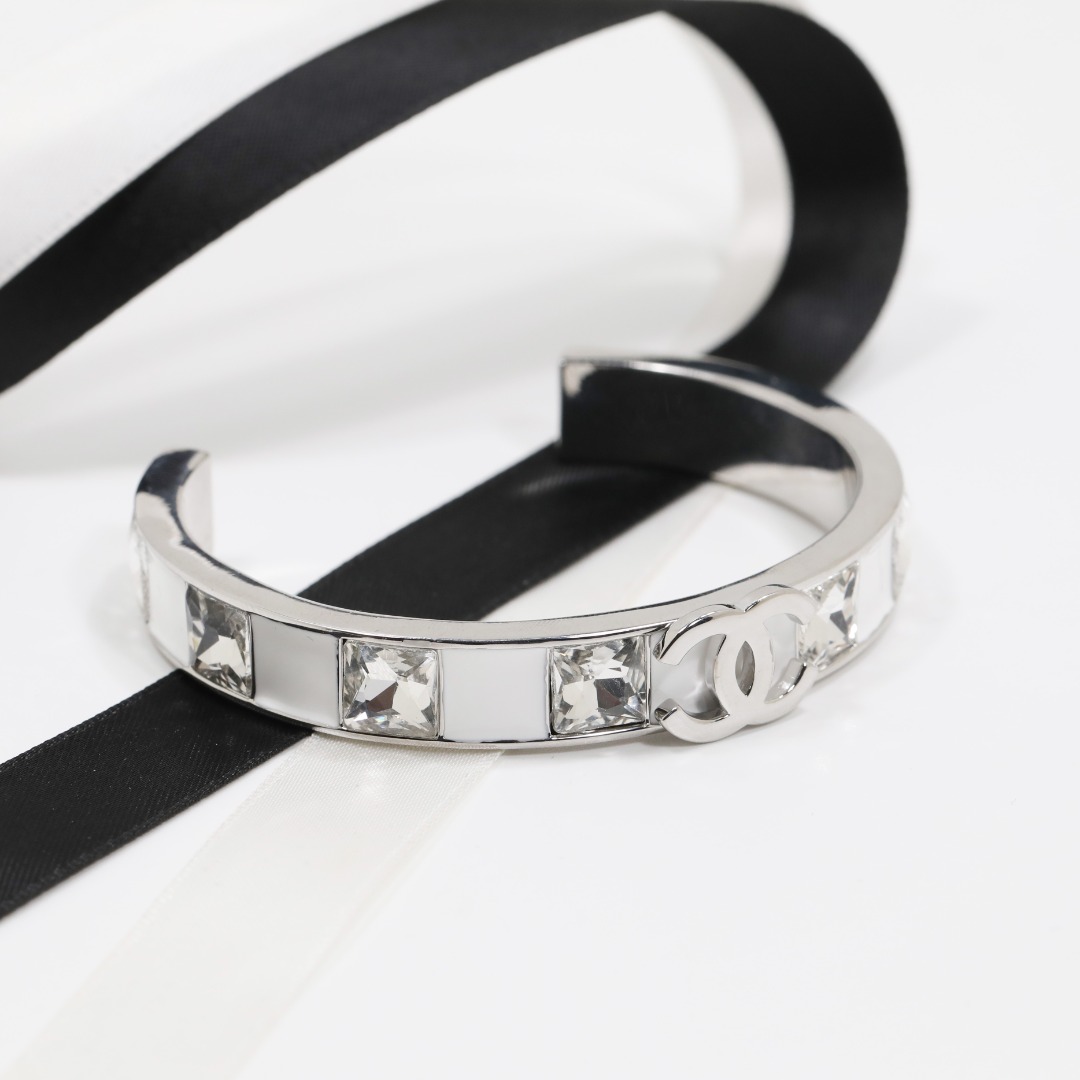 CCS100 Chanel crytal and enamel Bangle bracelet - ccjewelryacc