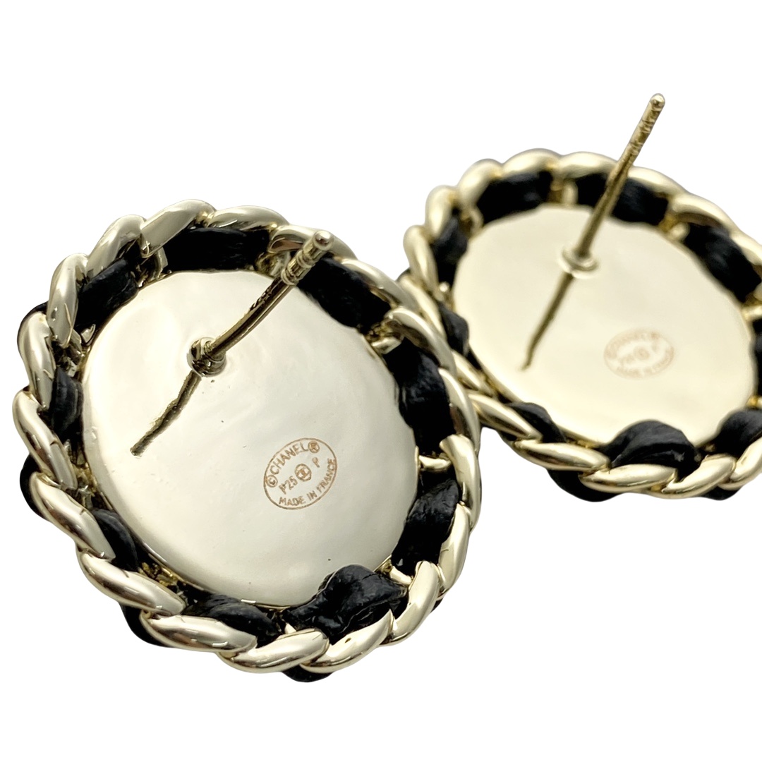 CCE306 Chanel denim blue round cc stud earrings - ccjewelryacc