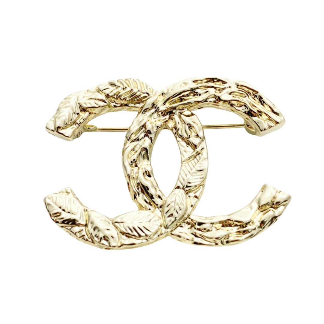 BCB569 Chanel embossment cc logo brooch pin - ccjewelryacc